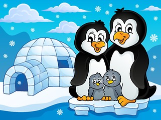 Image showing Penguin family theme image 2