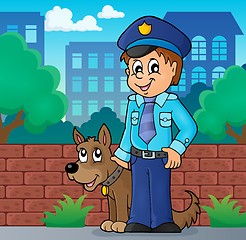 Image showing Policeman with guard dog image 2