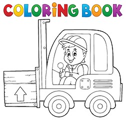 Image showing Coloring book fork lift truck theme 1