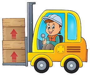 Image showing Fork lift truck theme image 1