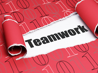 Image showing Business concept: black text Teamwork under the piece of  torn paper