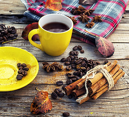 Image showing Freshly brewed coffee in the fall