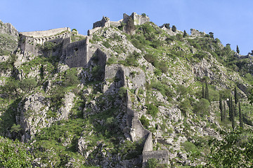 Image showing Ruins of the fortress over Kotor