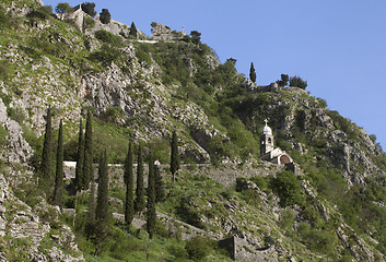 Image showing Ruins of the fortress over Kotor