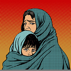 Image showing Refugee mother and child migration poverty