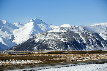 Image showing Snowy mountain landscape in Iceland