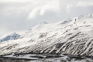 Image showing Snowy volcano mountain landscape in Iceland