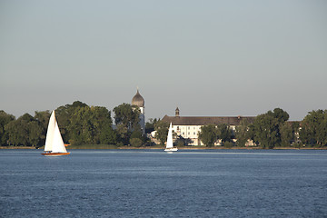 Image showing Isle of Frauenchiemsee with sailboats, Bavaria