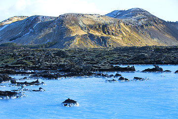 Image showing Milky white and blue water of the geothermal bath Blue Lagoon in