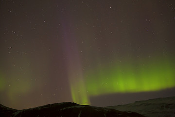 Image showing Different colors of northern lights in Iceland