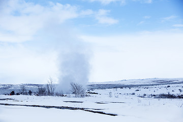 Image showing Geyser in winter in Iceland