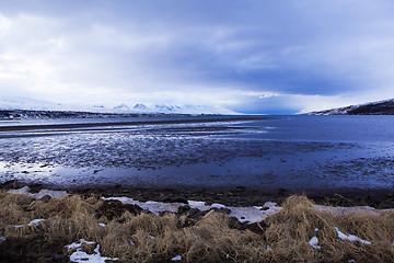 Image showing Volcanic mountain landscape in twilight, Iceland