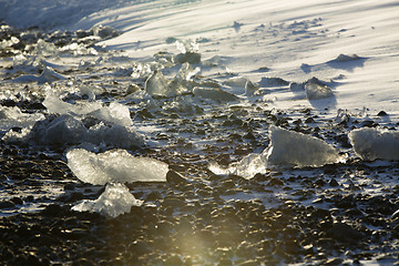 Image showing Ice blocks at glacier lagoon Jokulsarlon, Iceland in evening lig