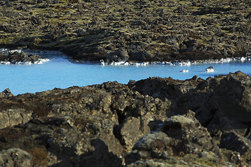 Image showing Milky white and blue water of the geothermal bath Blue Lagoon in