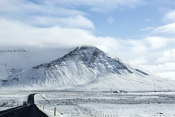 Image showing Snowy road in wintertime