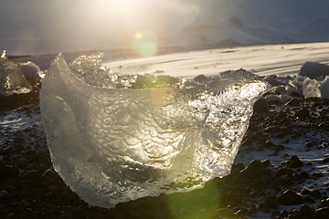 Image showing Ice blocks at glacier lagoon Jokulsarlon, Iceland in evening lig