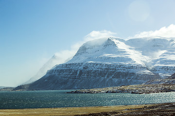 Image showing Snowy mountain landscape in Iceland