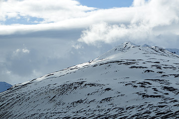 Image showing Snowy volcano mountain landscape in Iceland