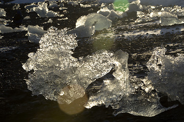 Image showing Ice blocks at glacier lagoon Jokulsarlon, Iceland in evening lig