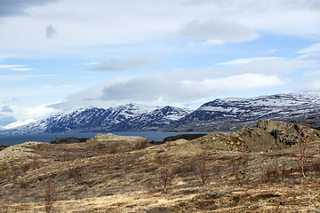 Image showing Snowy volcano mountain landscape in Iceland