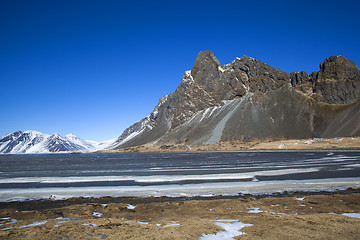 Image showing Snow-covered volcanic mountain landscape