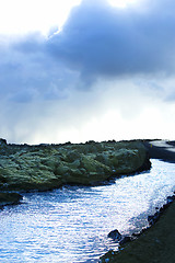 Image showing Milky white and blue water of the geothermal bath Blue Lagoon in