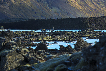 Image showing Milky white and blue water of the geothermal bath Blue Lagoon in