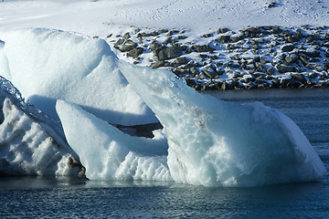 Image showing Ice blocks melting at glacier lagoon Jokulsarlon, Iceland