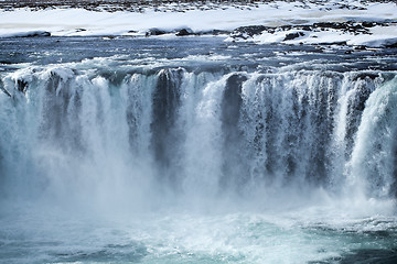 Image showing Closeup of frozen waterfall Godafoss, Iceland