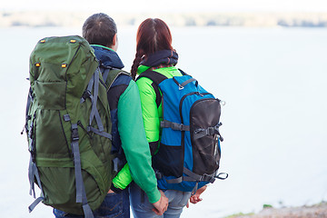 Image showing woman and man standing relaxed on lake