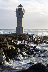 Image showing Lighthouse at the port of Akranes, Iceland