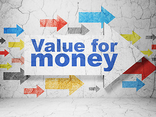 Image showing Banking concept: arrow with Value For Money on grunge wall background