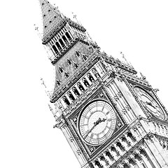 Image showing london big ben and historical old construction england  aged cit