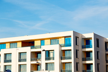 Image showing blue in morocco  construction and brown wall   