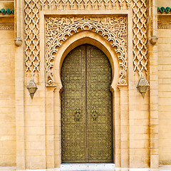 Image showing old door in morocco africa ancien and wall ornate brown