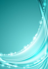 Image showing Shiny turquoise abstract waves background