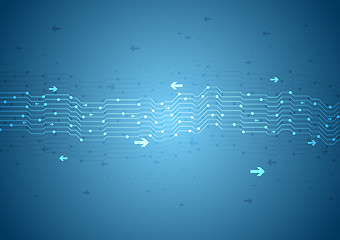 Image showing Blue tech circuit board and arrows design