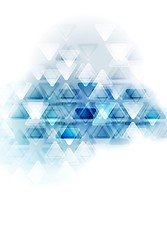 Image showing Blue white tech vector triangles design