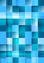 Image showing Bright geometric tech blue squares background