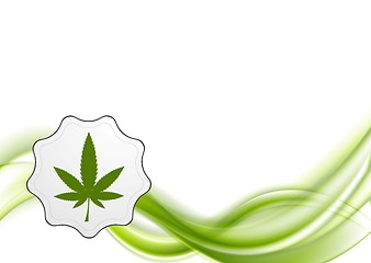 Image showing Green waves and cannabis leaf vector design