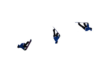 Image showing Snowboardjump sequence, white