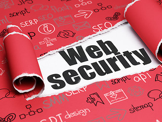Image showing Web design concept: black text Web Security under the piece of  torn paper