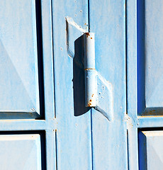 Image showing blue hinges      rusty      morocco in africa the old wood  faca