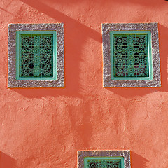 Image showing   window in morocco africa old construction and brown wall  