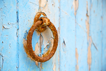 Image showing morocco knocker in africa the old wood  facade  