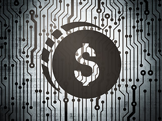 Image showing Banking concept: circuit board with Dollar Coin