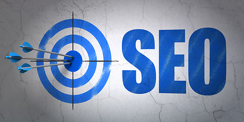 Image showing Web development concept: target and SEO on wall background