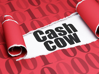 Image showing Finance concept: black text Cash Cow under the piece of  torn paper