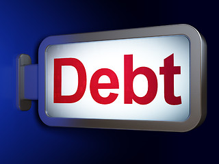 Image showing Currency concept: Debt on billboard background