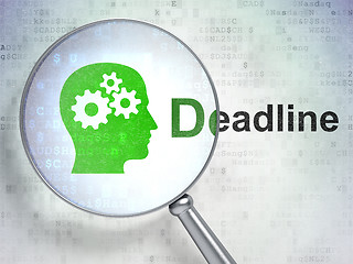 Image showing Business concept: Head With Gears and Deadline with optical glass